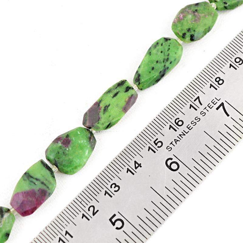 gemsmore:Ruby Ziosite Beads Strand Natural Faceted Drilled