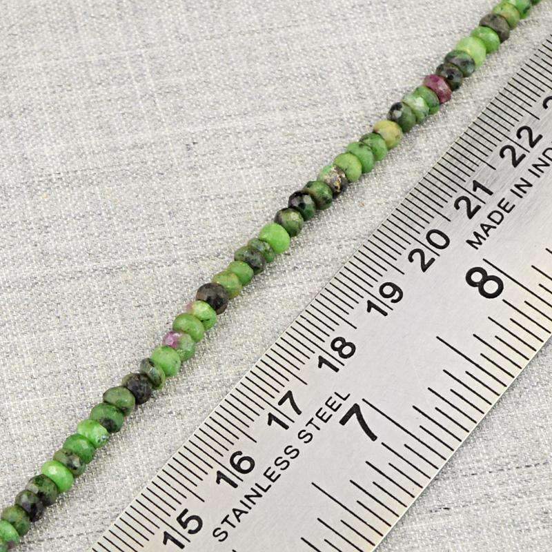 gemsmore:Ruby Ziosite Drilled Beads Strand - Natural Round Shape Faceted