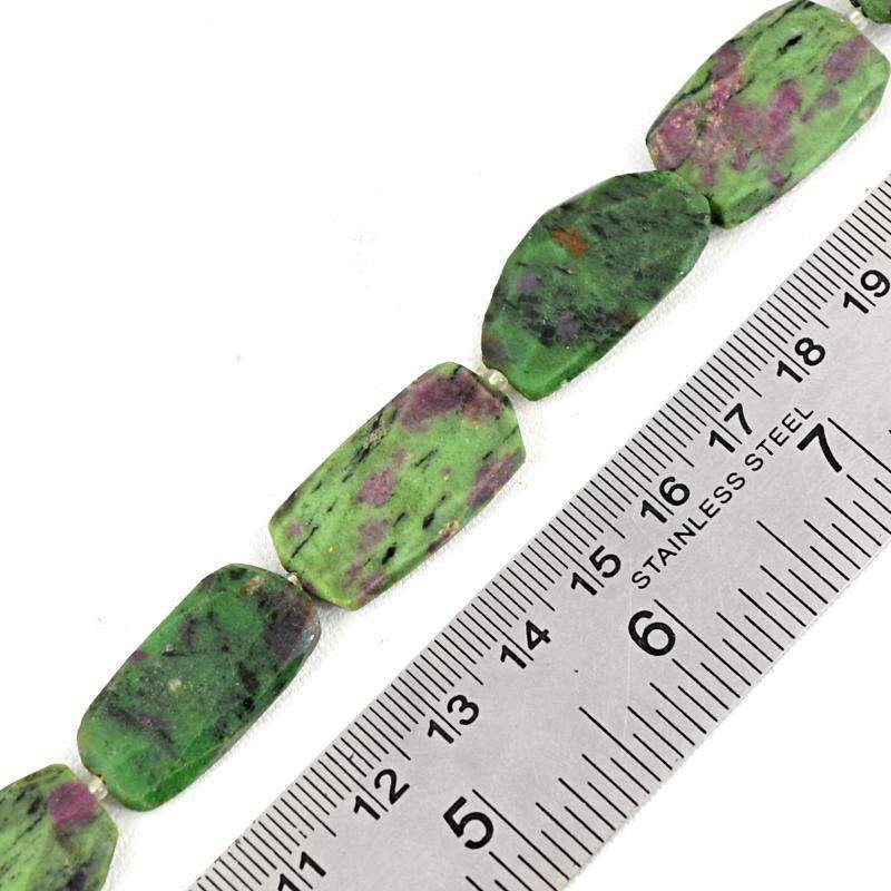 gemsmore:Ruby Ziosite Drilled Beads Strand Natural Faceted