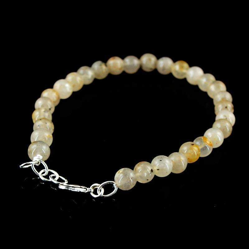 gemsmore:Rutile Quartz Bracelet Natural Round Shape Beads