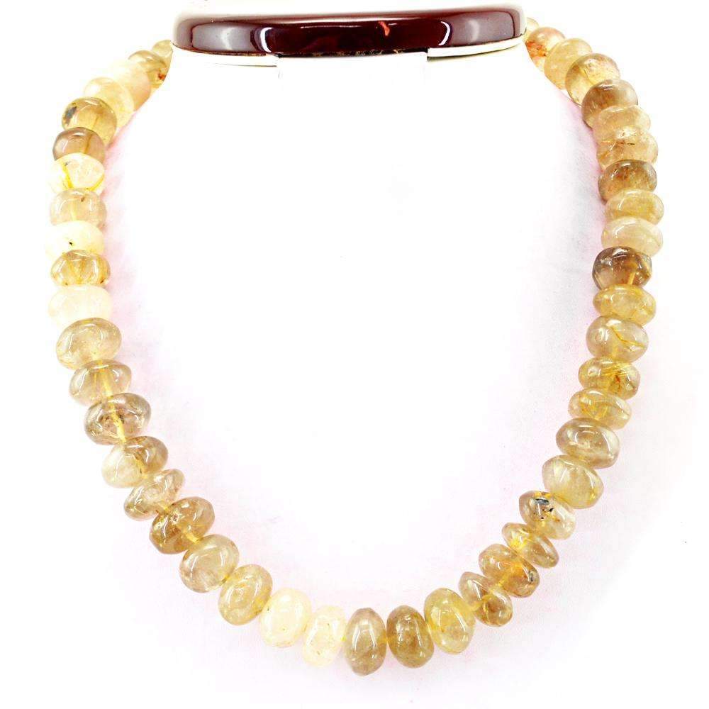 gemsmore:Rutile Quartz Necklace Natural Round Shape Untreated Beads