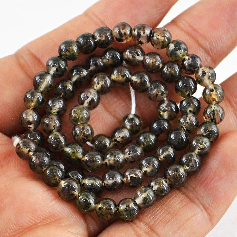 gemsmore:Rutile Quartz Strand Natural Untreated Drilled Round Shape Beads