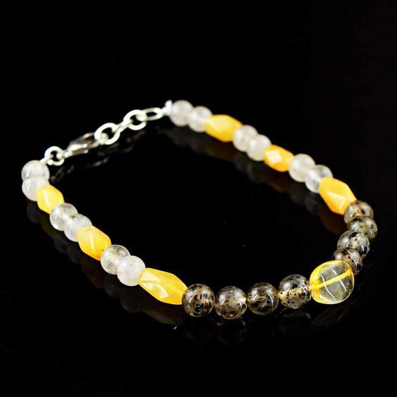 gemsmore:Rutile Quartz & Yellow Aventurine Bracelet Natural Untreated Beads