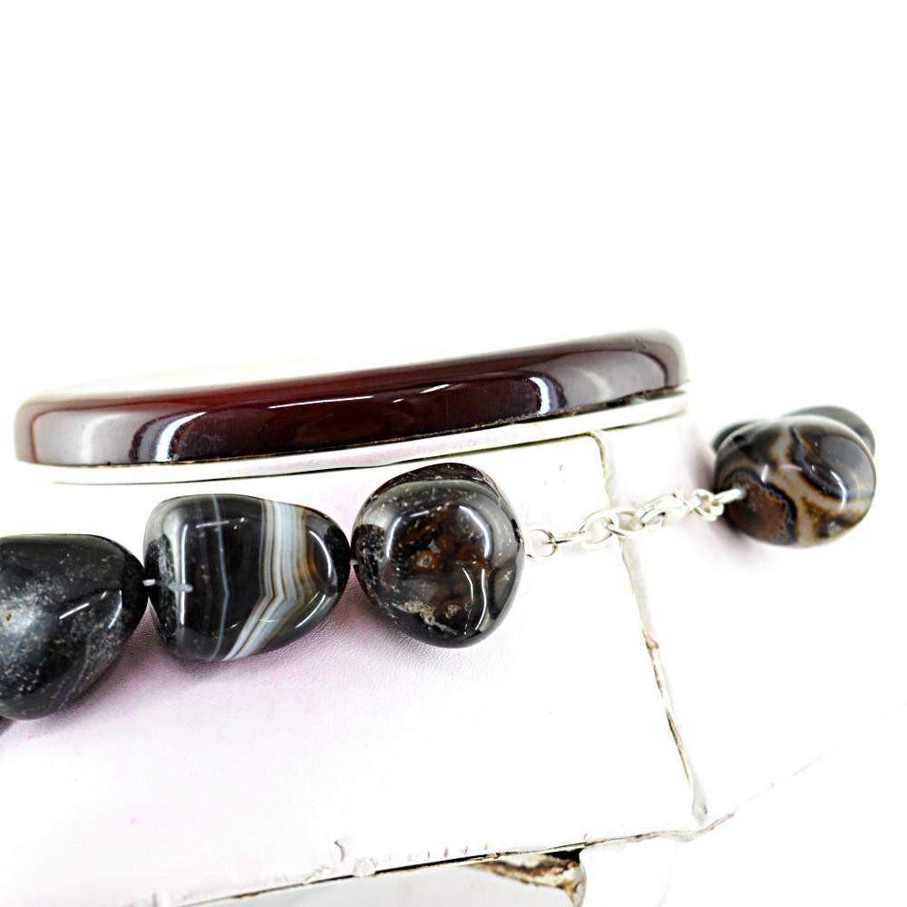 gemsmore:Single Strand Black Onyx Necklace Natural Untreated Beads