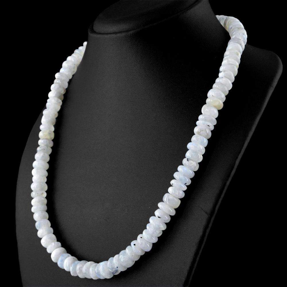 gemsmore:Single Strand Blue Flash Moonstone Necklace Natural Unheated Round Beads