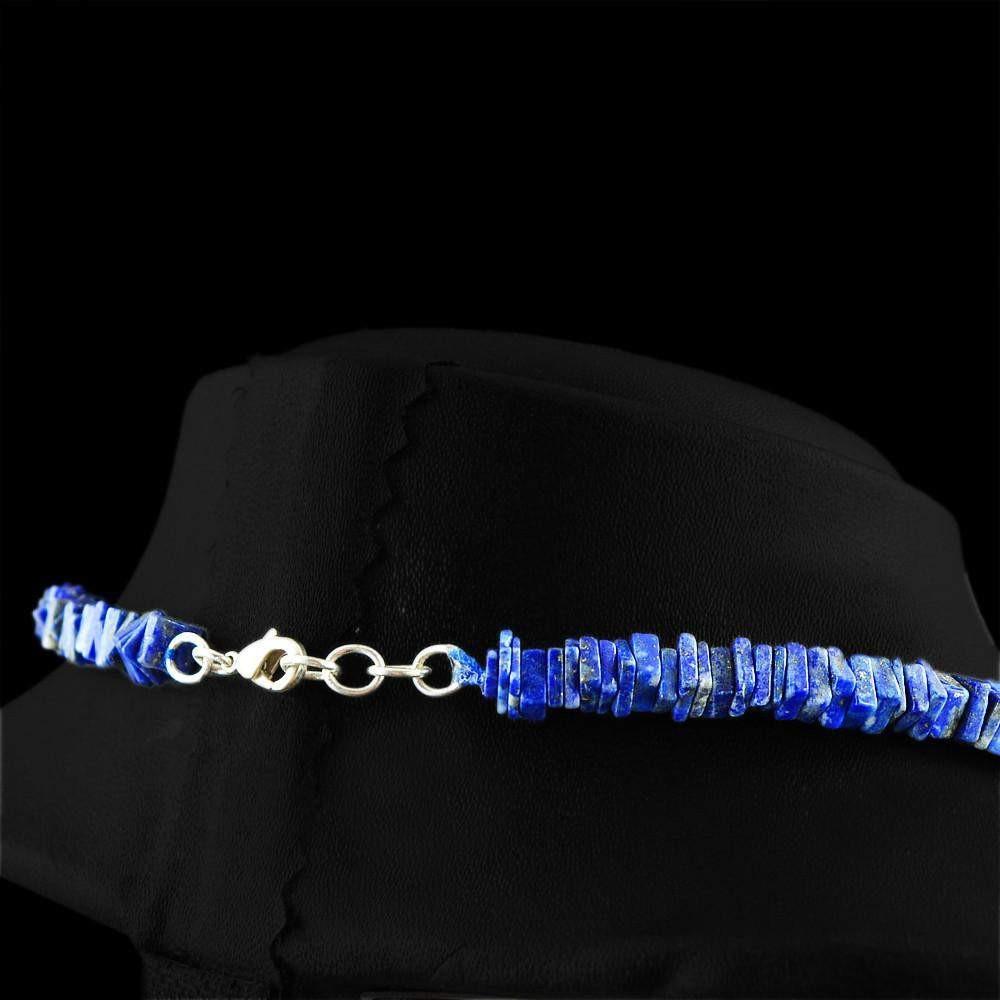 gemsmore:Single Strand Blue Lapis Lazuli Necklace Natural Untreated Beads
