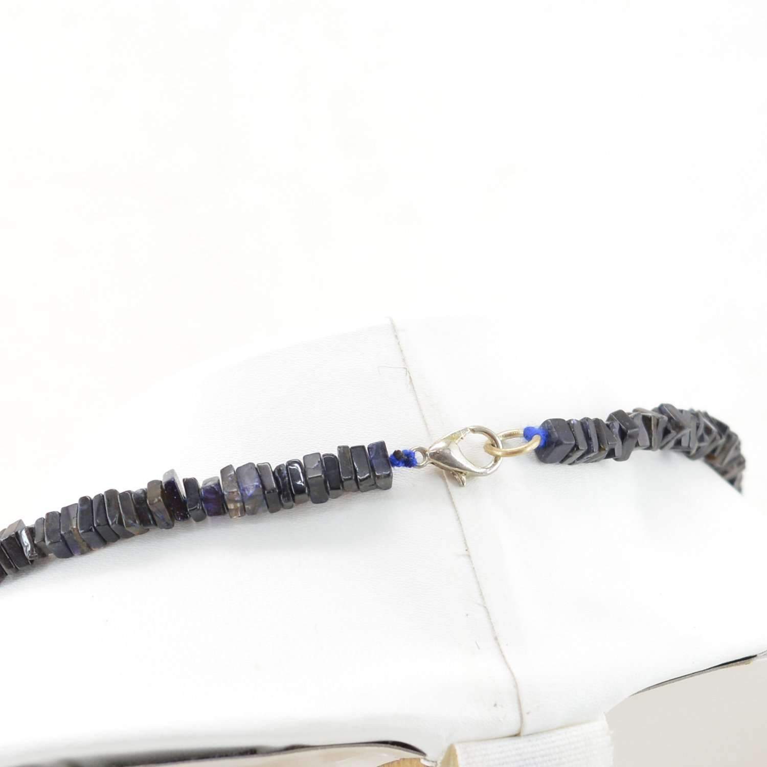 gemsmore:Single Strand  Blue Tanzanite Necklace Natural Untreated Beads