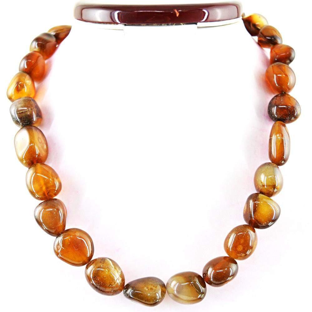 gemsmore:Single Strand Brown Onyx Necklace Untreated Beads