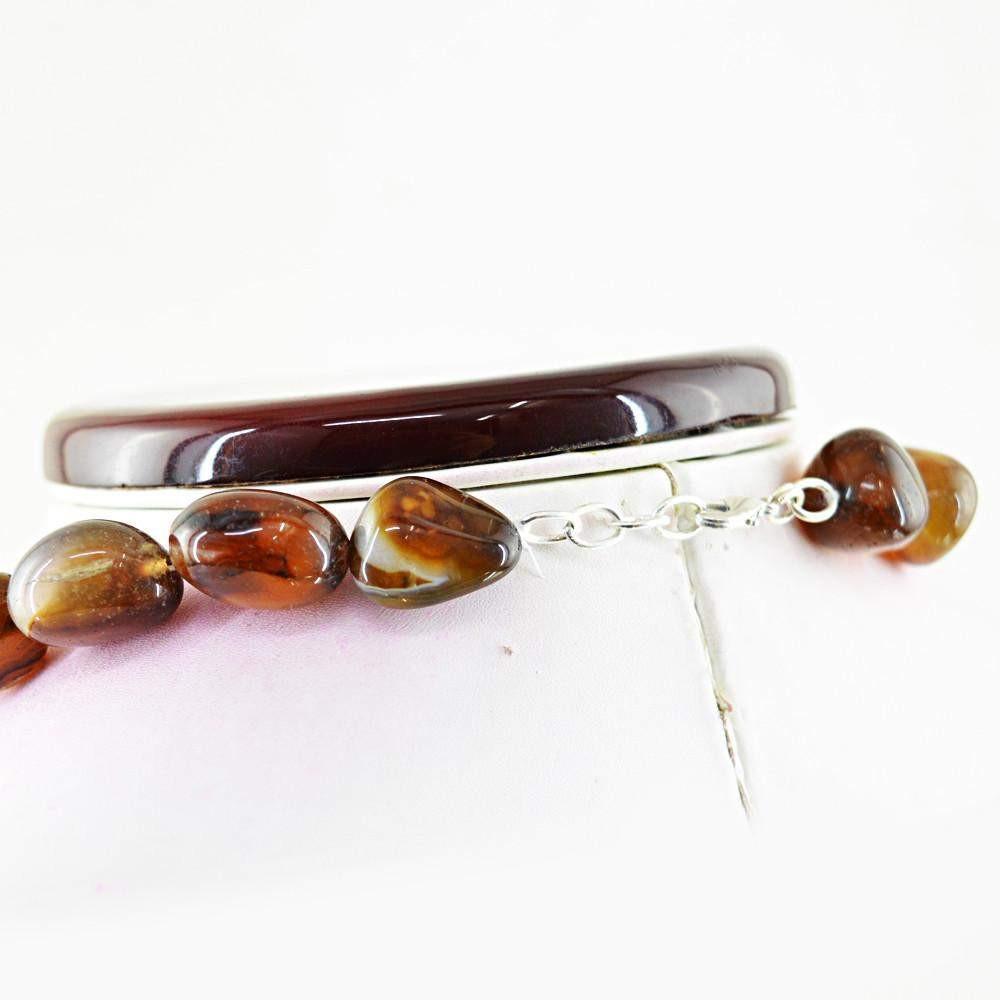 gemsmore:Single Strand Brown Onyx Necklace Untreated Beads