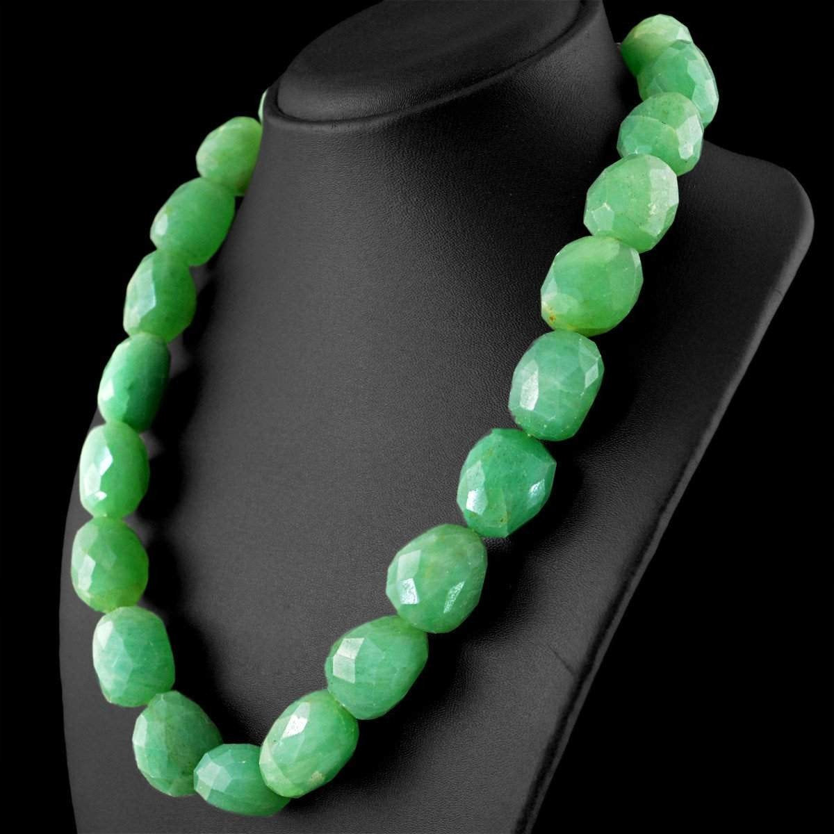 gemsmore:Single Strand Green Aventurine Necklace Natural Faceted Beads