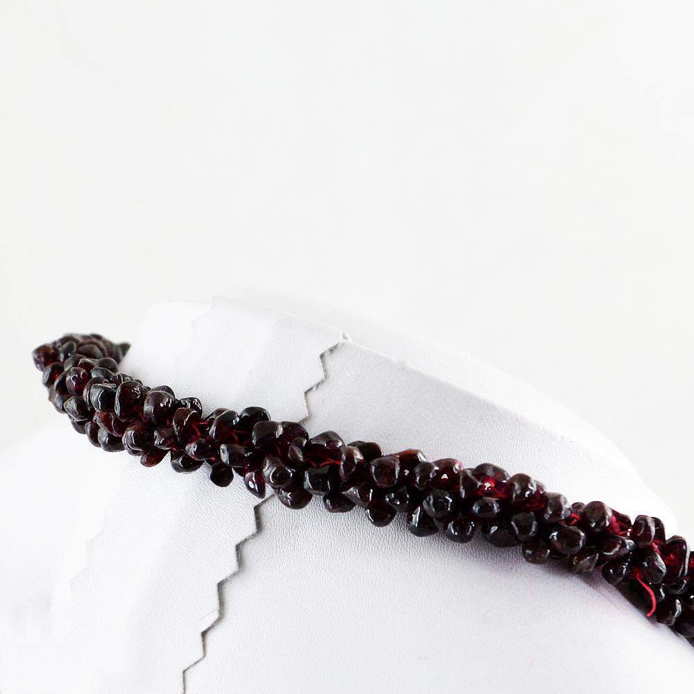 gemsmore:Single Strand Red Garnet Necklace Natural Untreated Beads