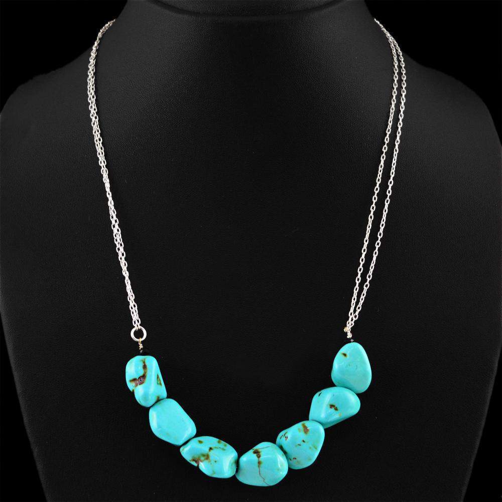 gemsmore:Single Strand Turquoise Necklace Natural Untreated Beads