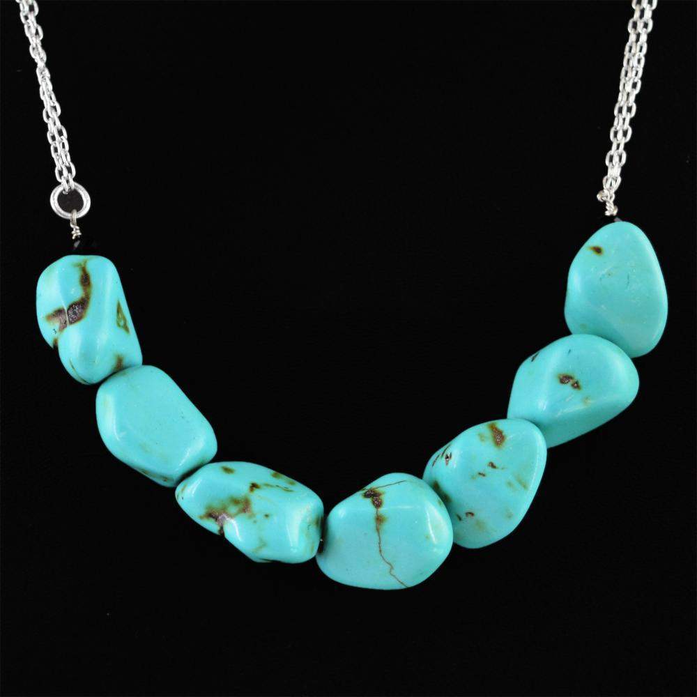 gemsmore:Single Strand Turquoise Necklace Natural Untreated Beads