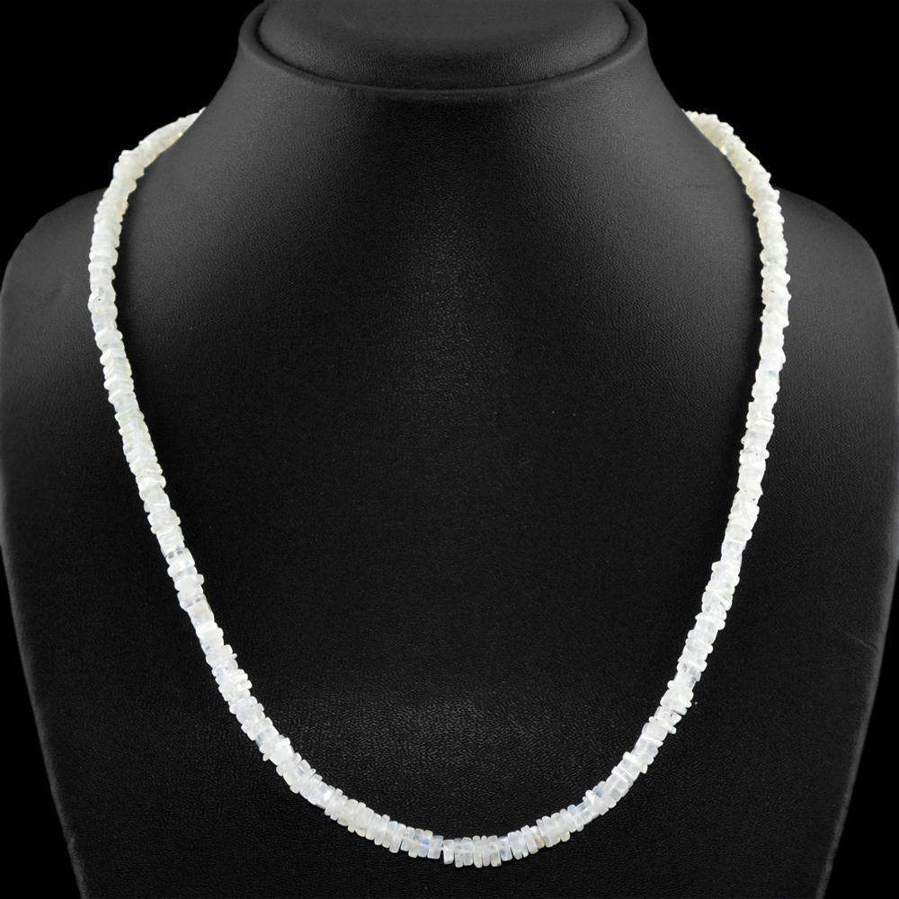 gemsmore:Single Strand White Moonstone Necklace Natural Untreated Beads