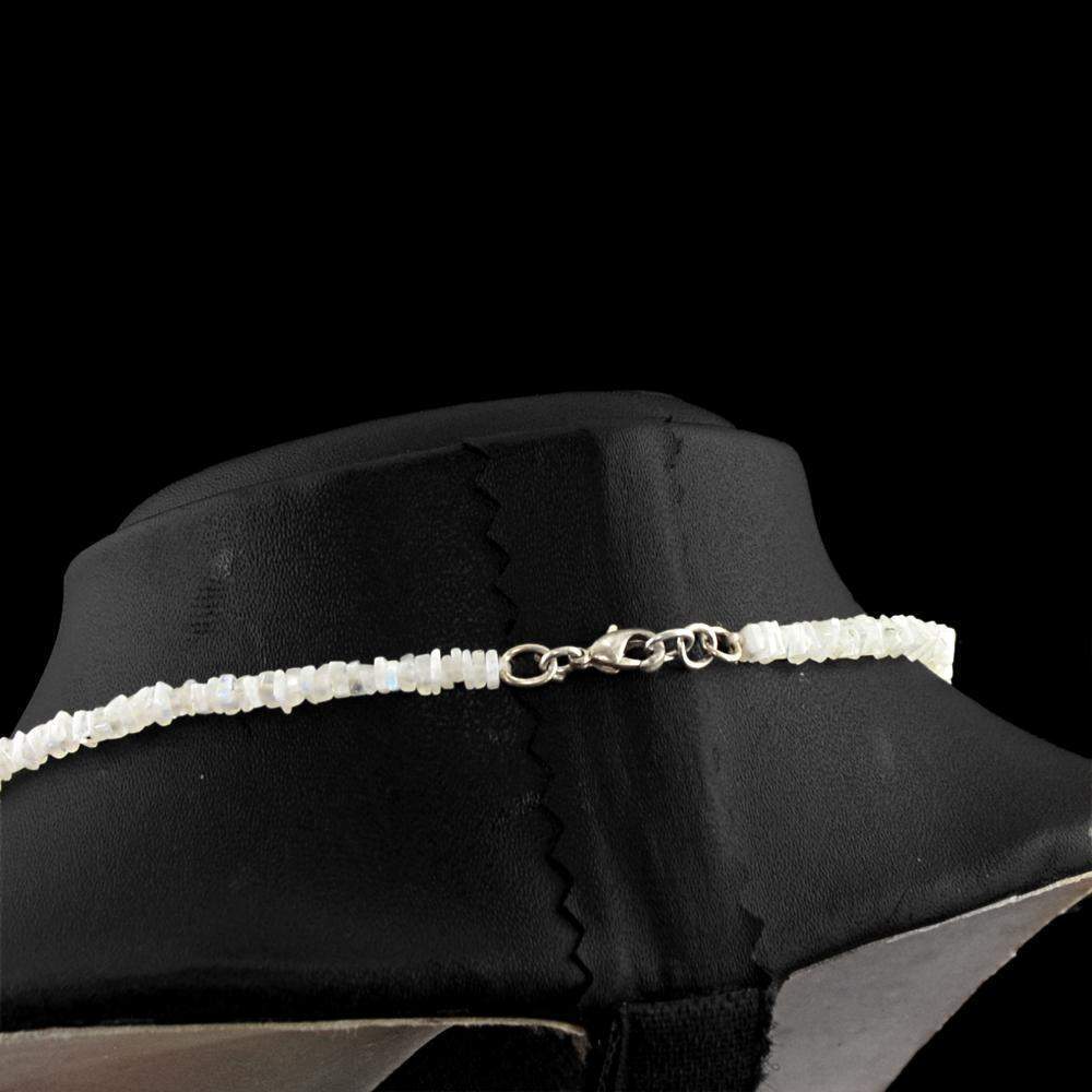 gemsmore:Single Strand White Moonstone Necklace Natural Untreated Beads