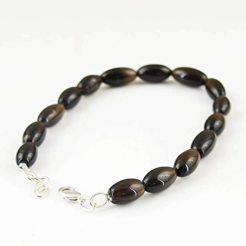 gemsmore:Smoky Quartz Bracelet Natural Untreated Beads