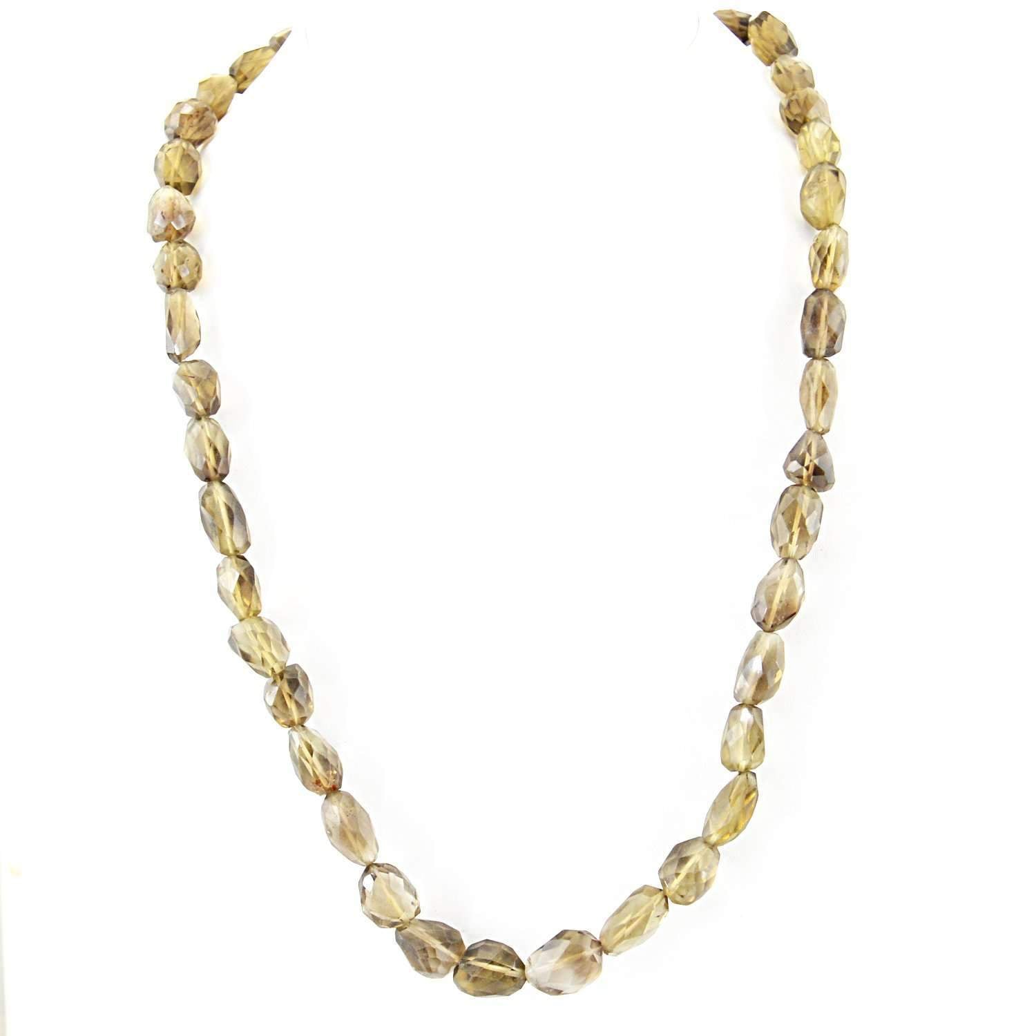 gemsmore:Smoky Quartz Necklace Natural 20 Inches Long Faceted Beads