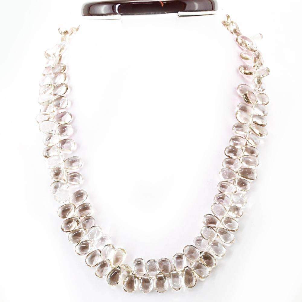 gemsmore:Smoky Quartz Necklace Natural 20 Inches Long Single Strand Pear Shape Beads