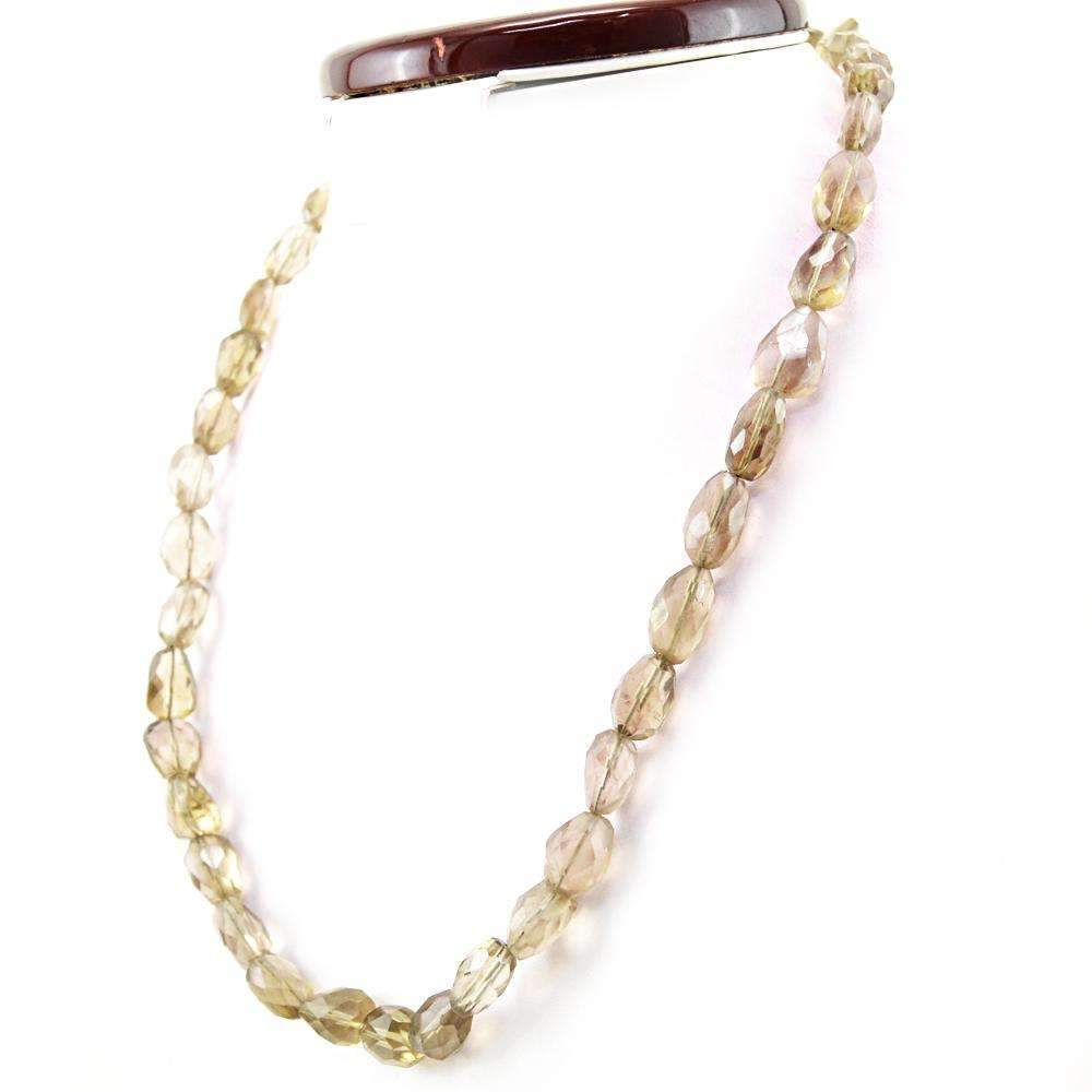 gemsmore:Smoky Quartz Necklace Natural Faceted Beads