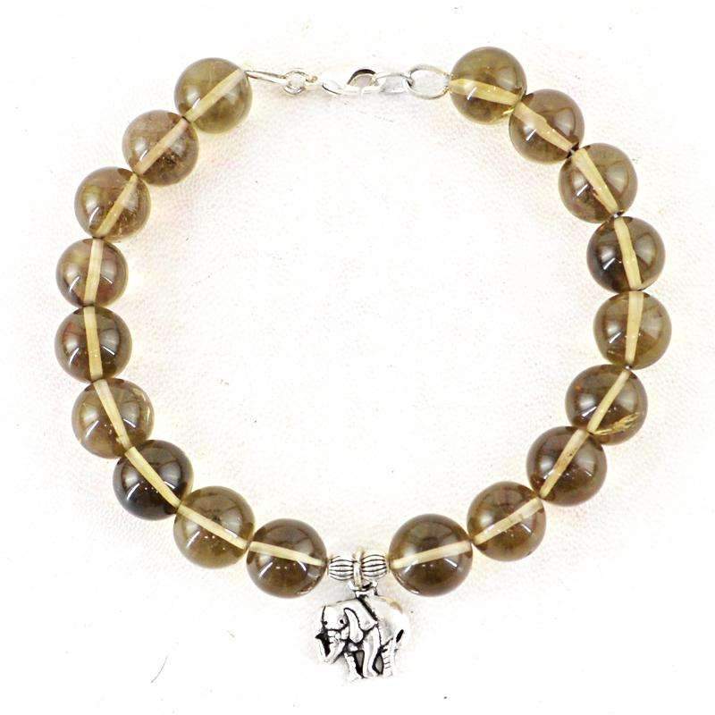gemsmore:Smoky Quartz Round Beads Bracelet Natural Untreated Beads