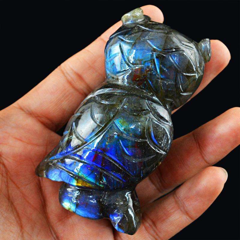 gemsmore:SOLD OUT : Amazing Blue Flash Labardorite Gemstone Owl