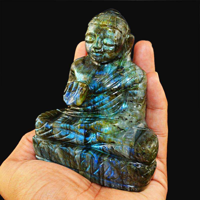 gemsmore:SOLD OUT : Amazing Blue Flash Labradorite Lord Buddha Idol