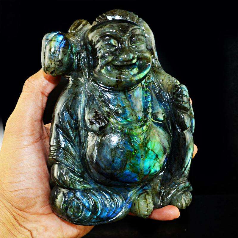 gemsmore:SOLD OUT : Amazing Flash Labradorite Gemstone Laughing Buddha