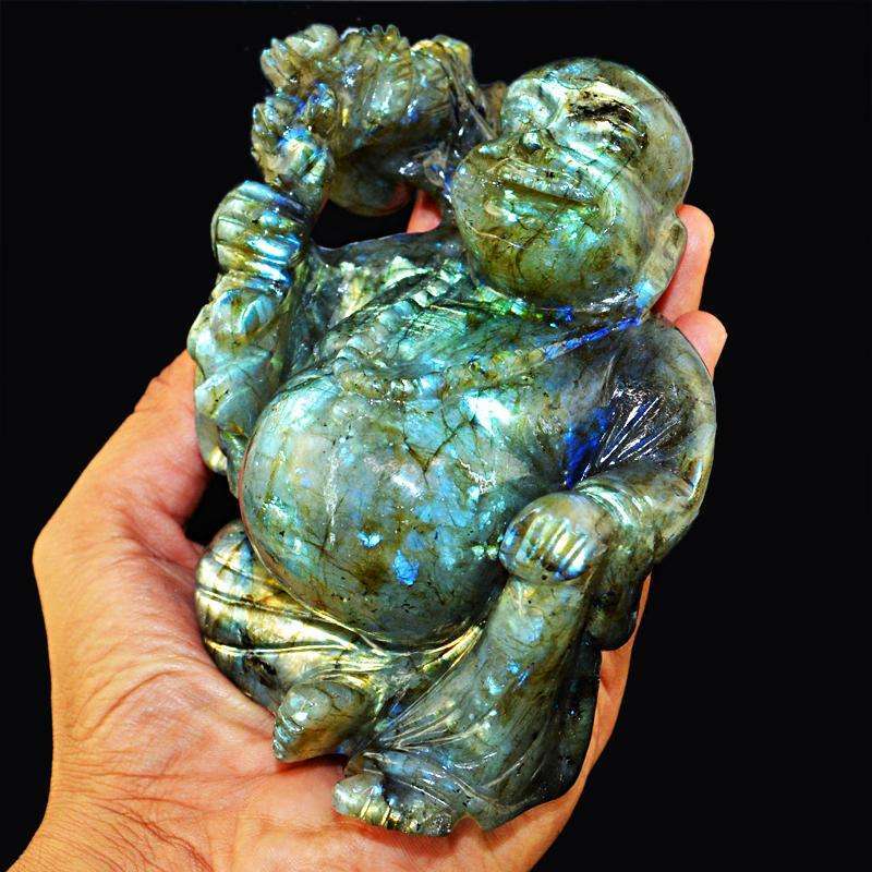 gemsmore:SOLD OUT : Amazing Flash Labradorite Laughing Buddha