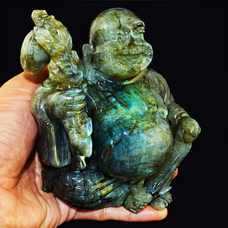 gemsmore:SOLD OUT : Amazing Flash Labradorite Laughing Buddha