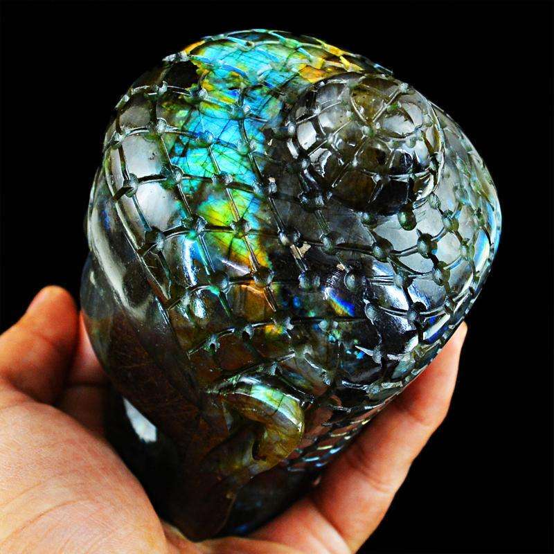 gemsmore:SOLD OUT : Amazing Flash Labradorite Lord Buddha Head Idol