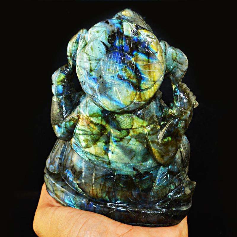 gemsmore:SOLD OUT : Amazing Flash Labradorite Lord Ganesha Idol