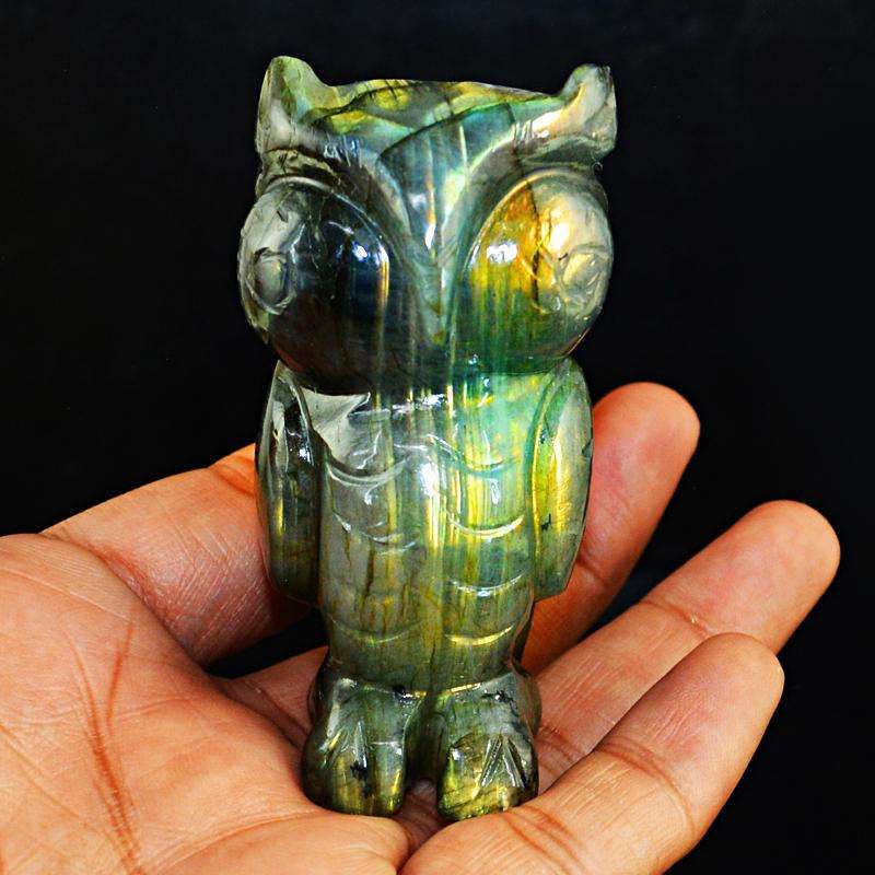 gemsmore:SOLD OUT : Amazing Golden Flash Labardorite Owl