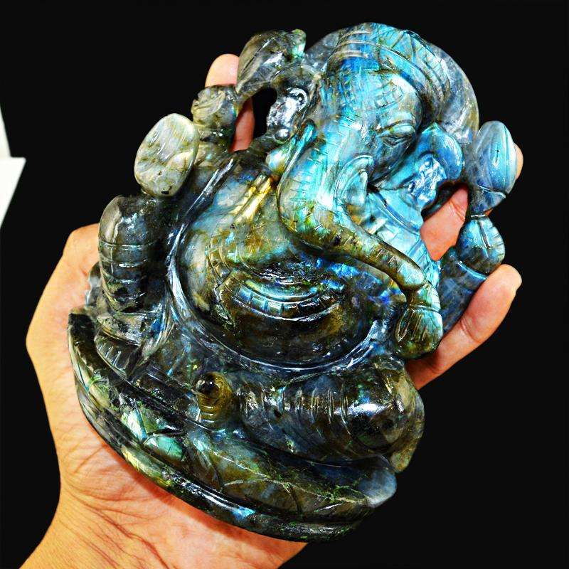 gemsmore:SOLD OUT : Genuine Blue Flash Labradorite Lord Ganesha Idol