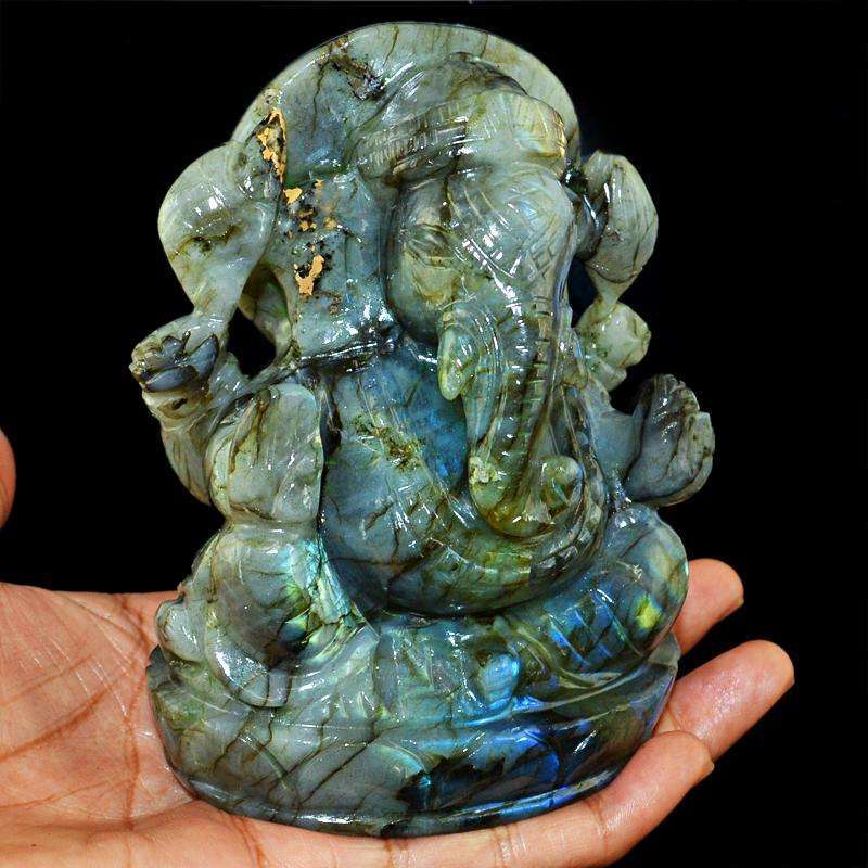 gemsmore:SOLD OUT : Genuine Blue Flash Labradorite Lord Ganesha