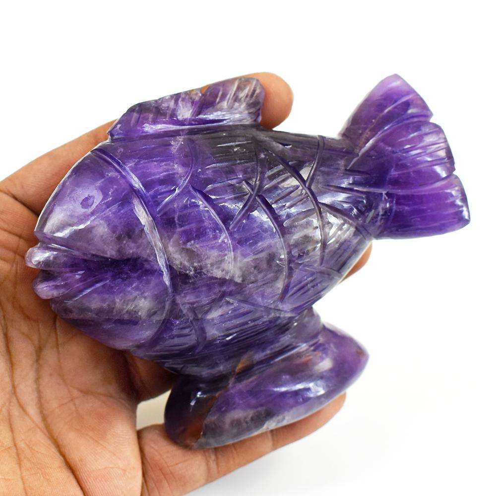 gemsmore:Stunning Amethyst Hand Carved Fish
