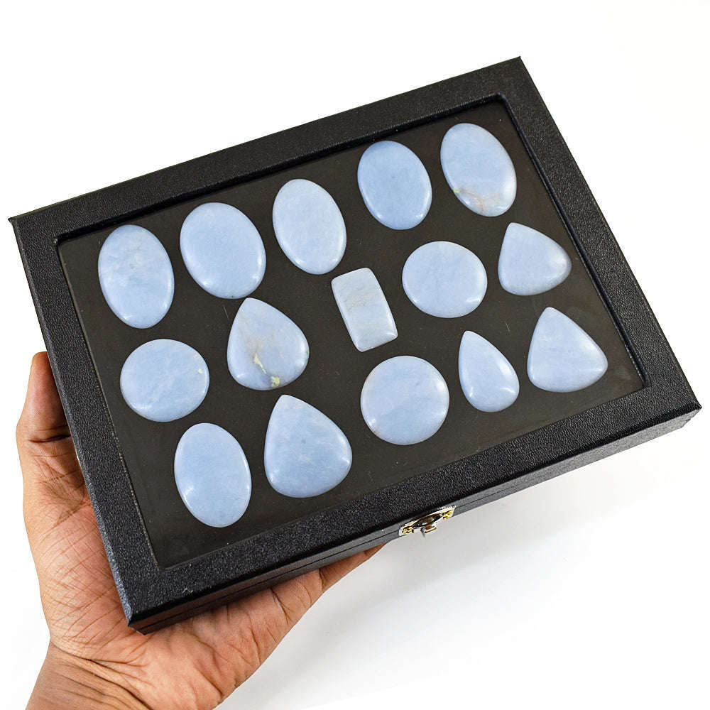 gemsmore:Stunning Angelite Untreated Gemstone Cabochon Lot