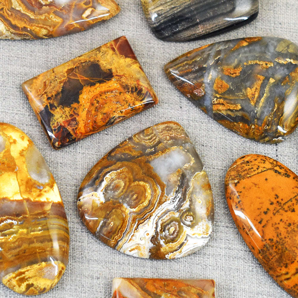 gemsmore:Stunning Dragon Egg Jasper Untreated Gemstone Cabochon Lot