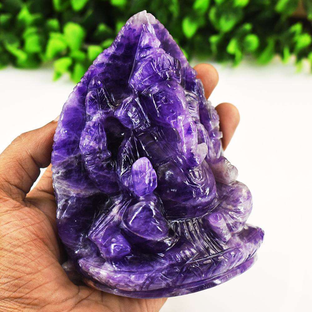 gemsmore:Stunning Dream Amethyst Hand Carved Lord Ganesha