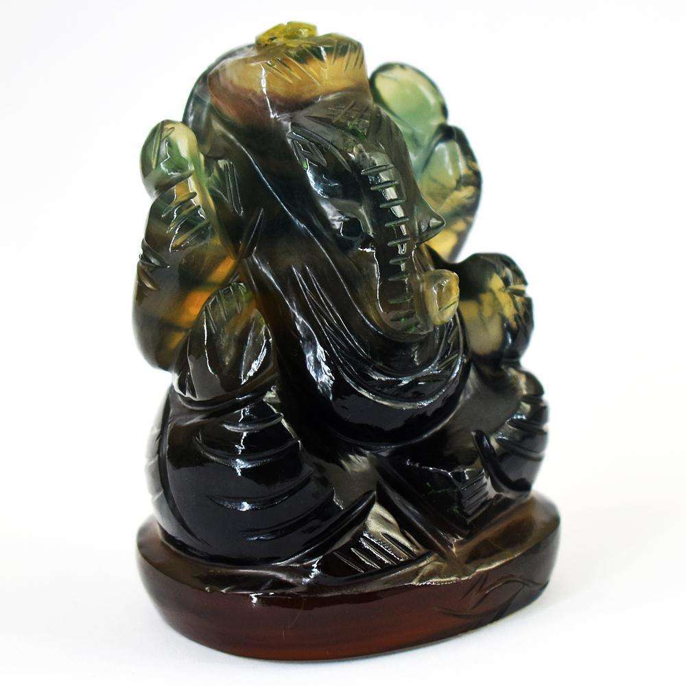gemsmore:Stunning Green Fluorite Hand Carved Lord Ganesha Idol