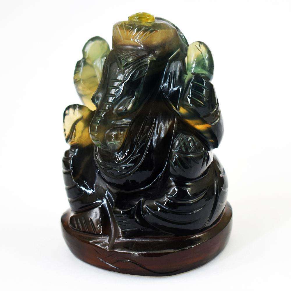 gemsmore:Stunning Green Fluorite Hand Carved Lord Ganesha Idol
