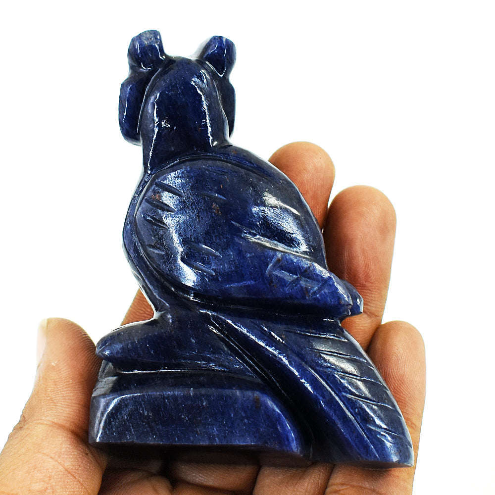 gemsmore:Stunning Iolite Hand Carved Genuine Crystal Gemstone Carving Owl