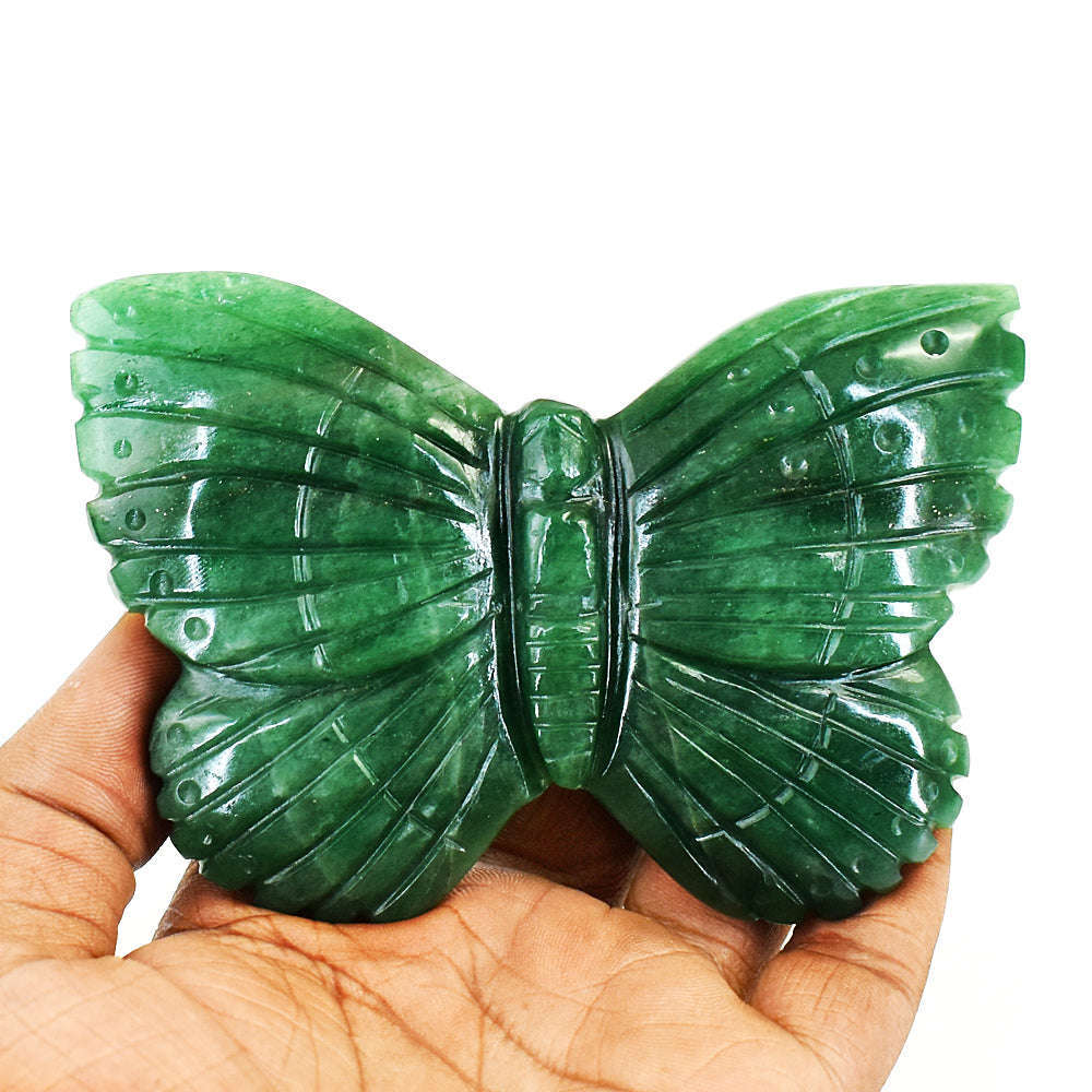 gemsmore:Stunning Jade Hand Carved Genuine Crystal Gemstone Carving Butterfly