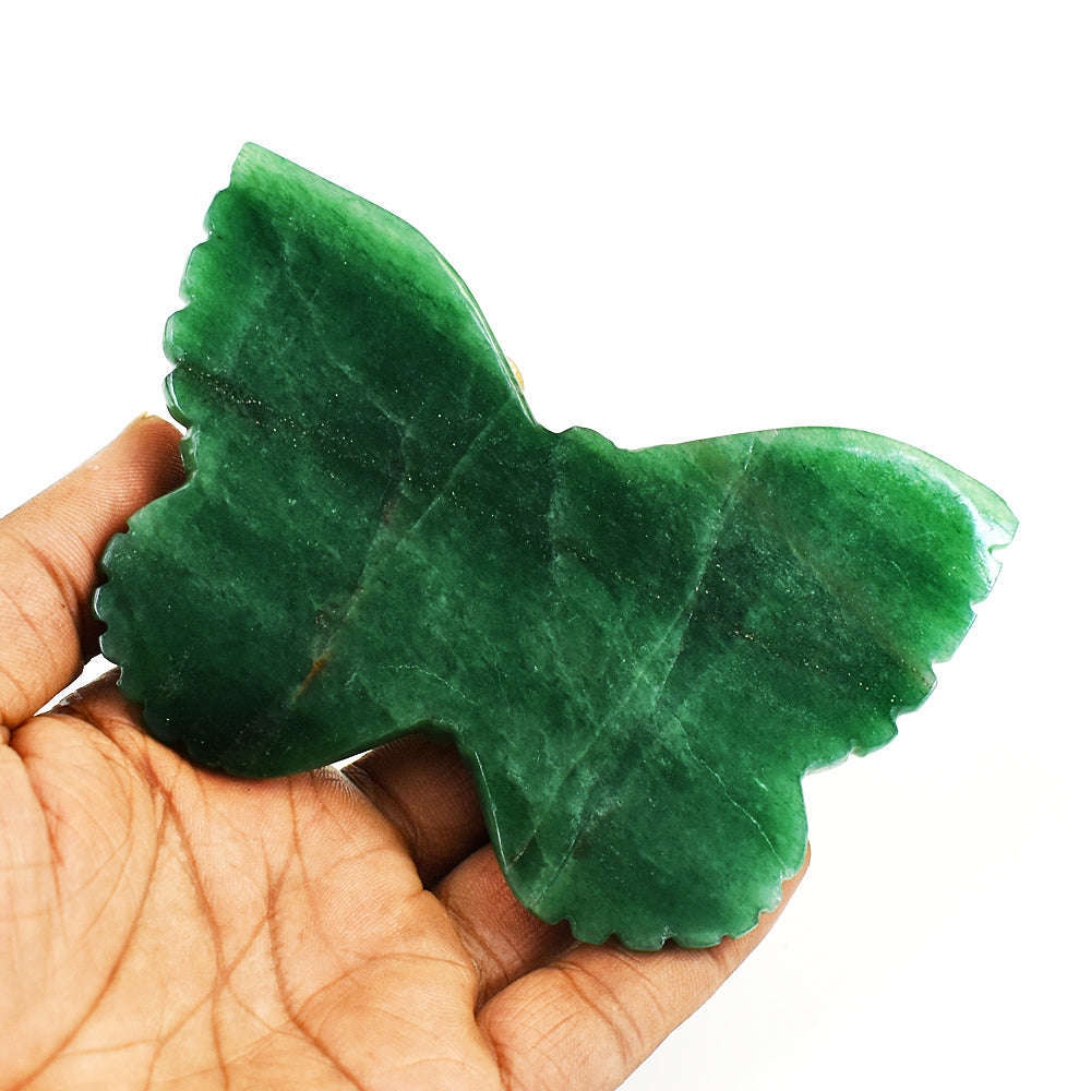 gemsmore:Stunning Jade Hand Carved Genuine Crystal Gemstone Carving Butterfly