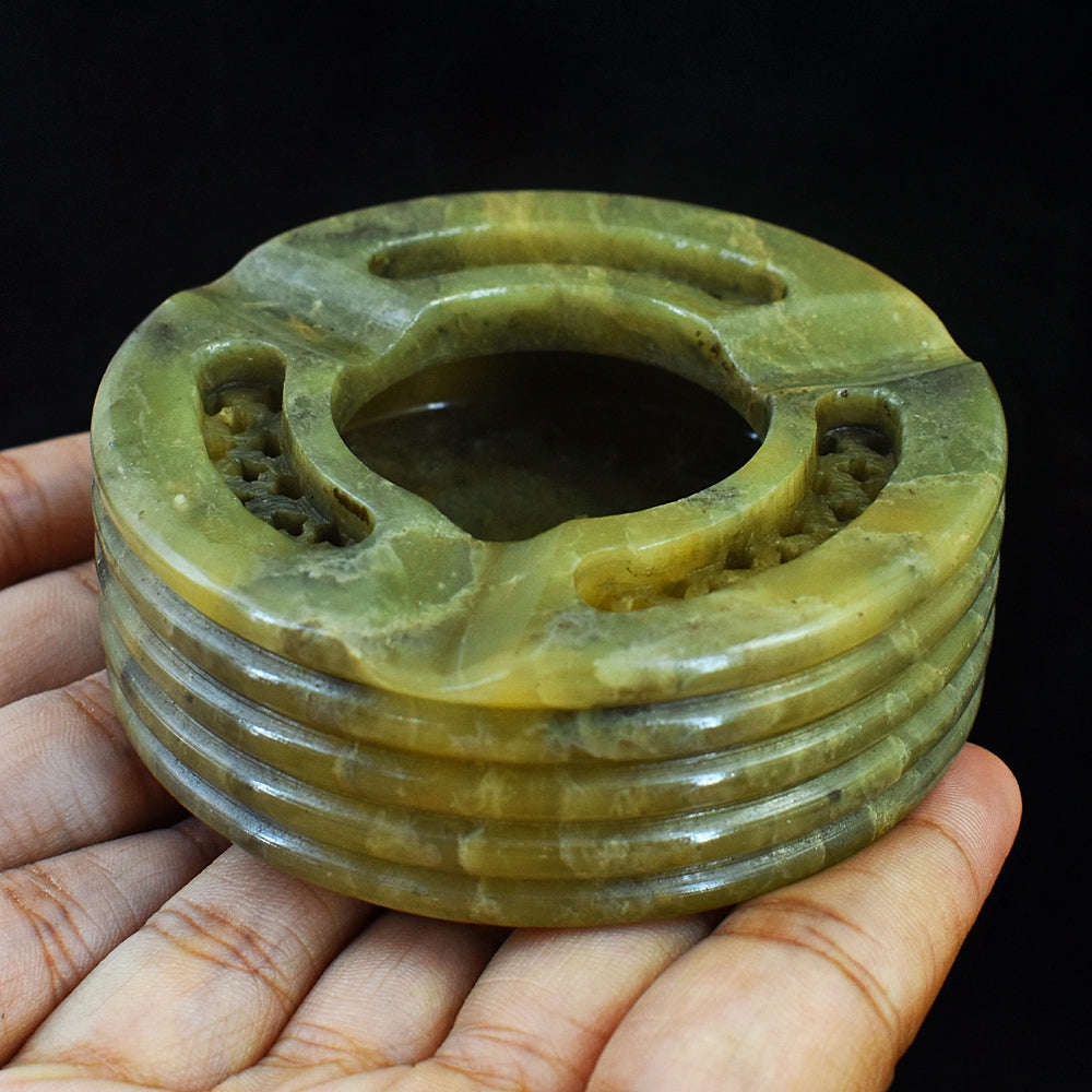 gemsmore:Stunning Jasper Hand Carved Genuine Crystal Gemstone Carving Ash Trey