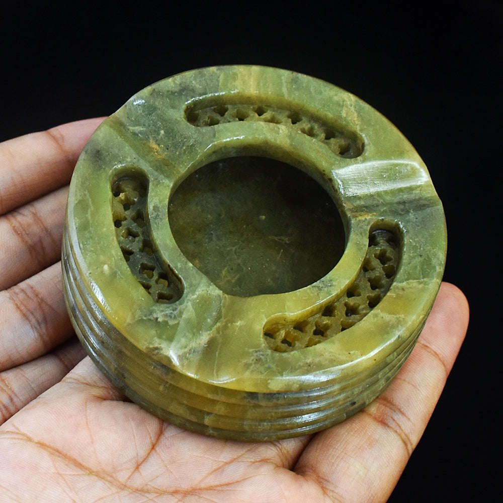 gemsmore:Stunning Jasper Hand Carved Genuine Crystal Gemstone Carving Ash Trey
