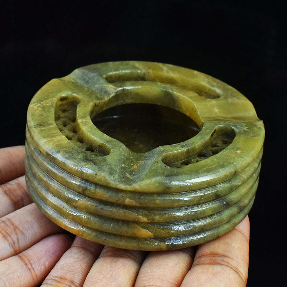 gemsmore:Stunning Jasper Hand Carved Genuine Crystal Gemstone Carving Ash Trey