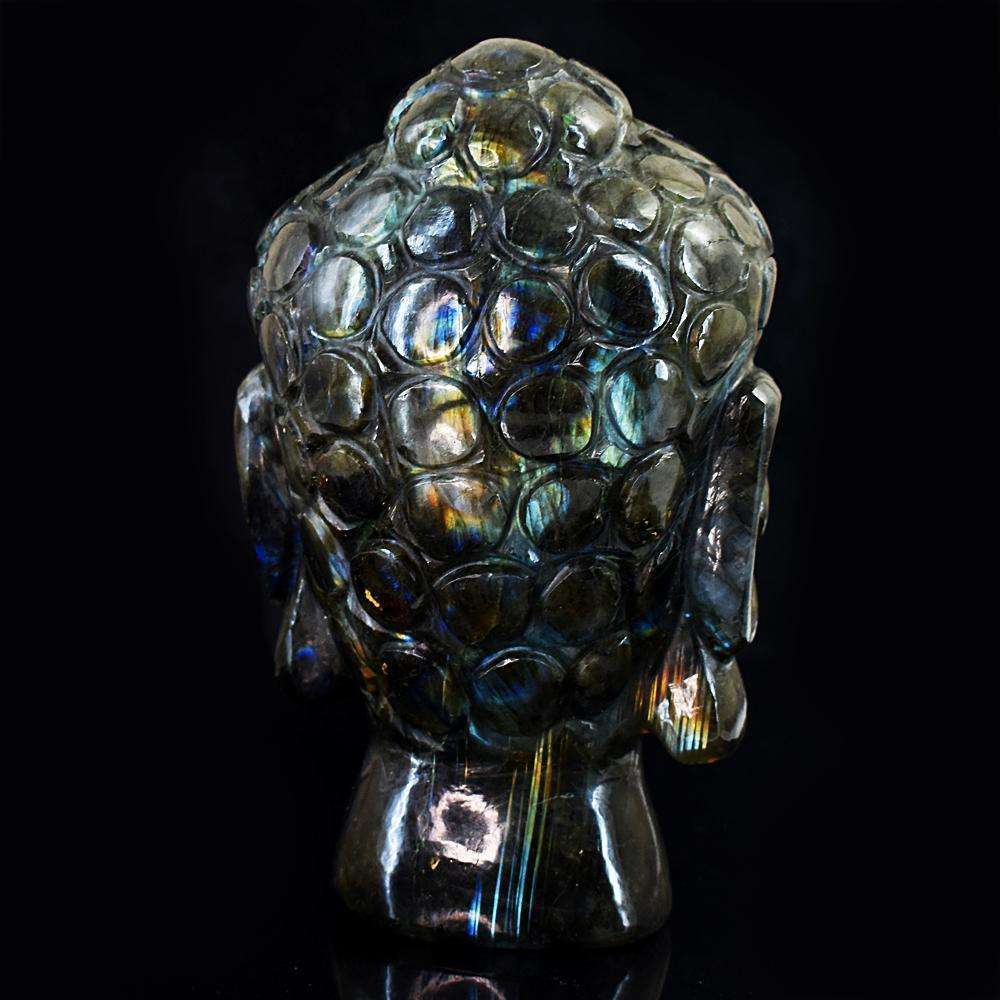 gemsmore:Stunning Labradorite Hand Carved Buddha Head