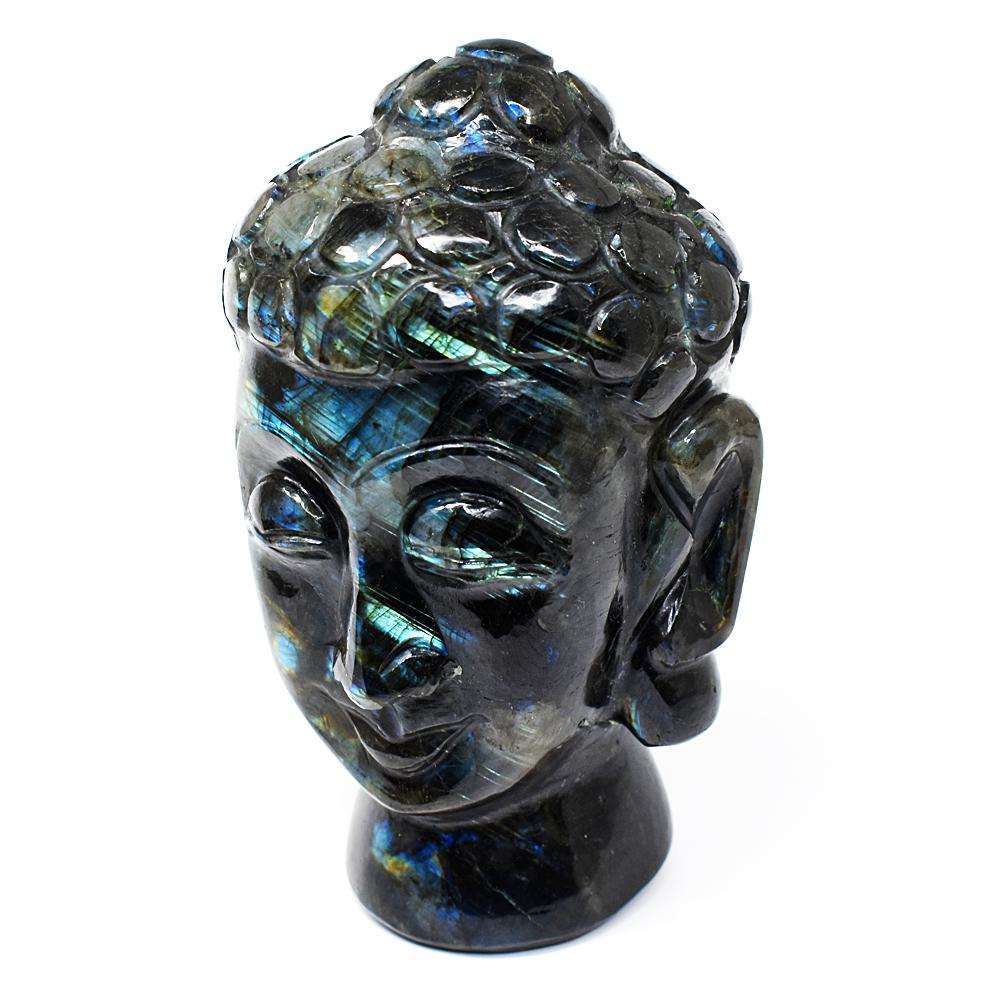 gemsmore:Stunning Labradorite Hand Carved Buddha Head