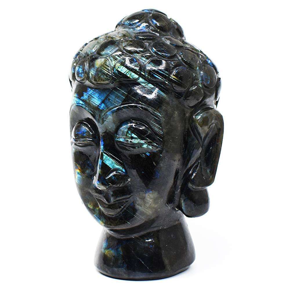 gemsmore:Stunning Labradorite Hand Carved Buddha Head