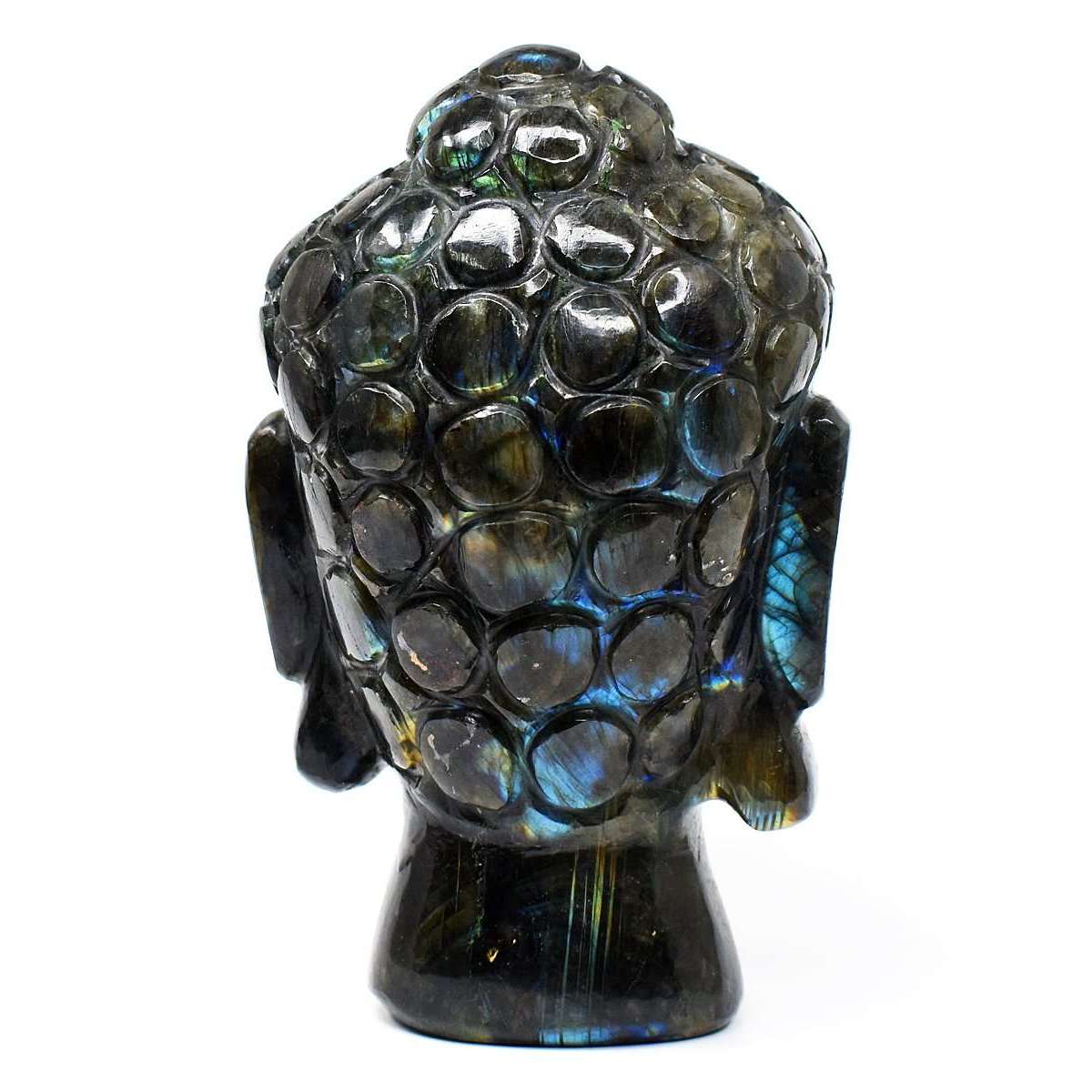 gemsmore:Stunning Labradorite Hand Carved Buddha Head